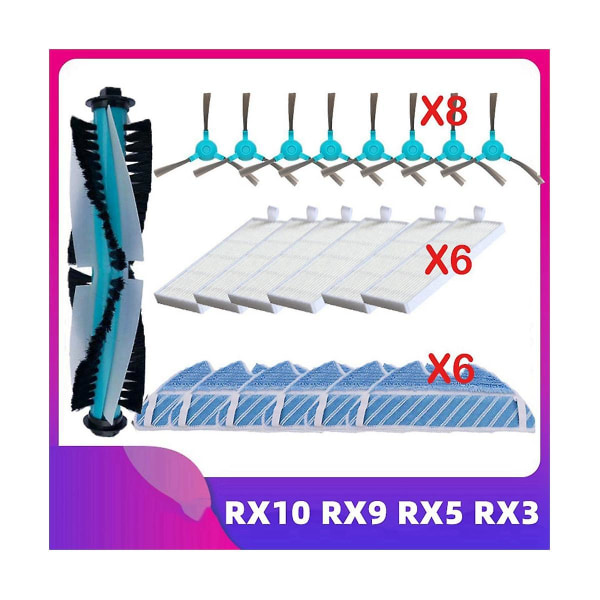 For Listar Rx9 Rx5 Rx3 Rx10 Robotstøvsuger Rulleutskifting Reservedeler Hovedsidebørste
