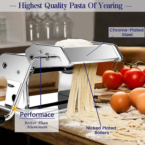 Manuell färsk pastamaskin, 7 vågar, 403 rostfritt stål för Tagliolini Fettucine Lasagne Ravioli Spaghetti (7 vågar)