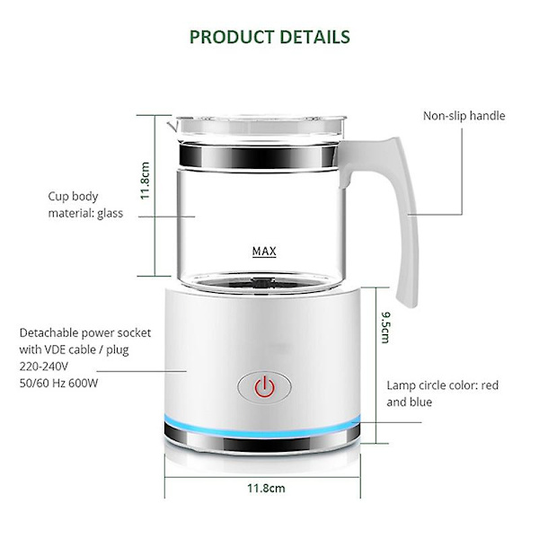 Melkeskummer, varmer med varm eller kald funksjon, for cappuccino latte macchiato varm sjokolade
