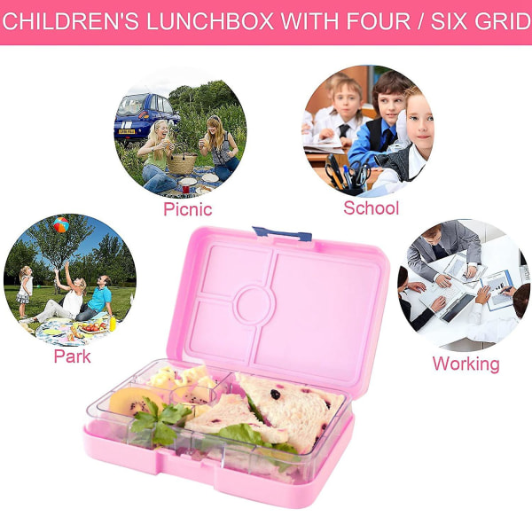 Lunchbox för barn/vuxna med fack, läcksäker lunchbox för skola/picknick