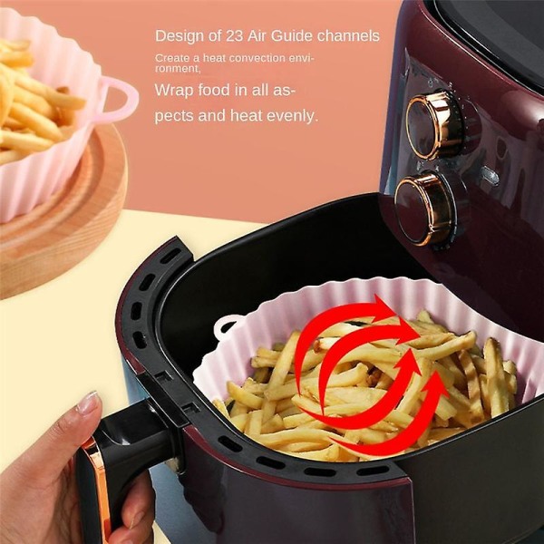 20cm Air Fryer Ugn Bakpanna Friterad kycklingkorg Mat Air Fryer Silikongryta Rund Alternativ Gr