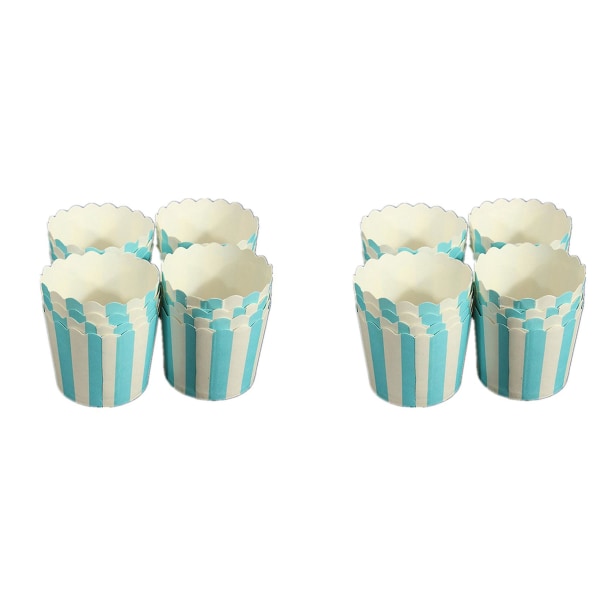100 stk. Cupcake-papirer Papir Kageboks Bagekopper Foret Muffin Dessert Bagekopper, Blå Striber
