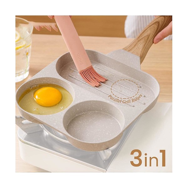 Eggkoker, stekepanne for stekte egg, 3-i-1 frokostkoker, eggkoker, sunn eggkoker