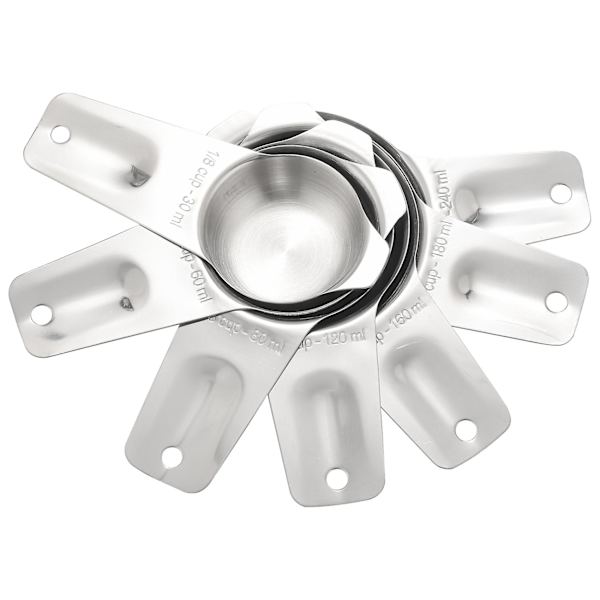 Mätkoppssats med 7 koppar och 1/8 kopp kaffesked, mätkoppar i rostfritt stål, 7-pack