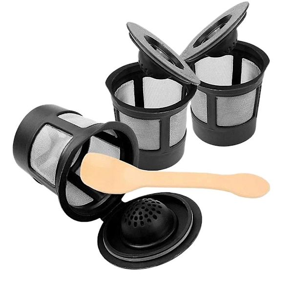 3-pak med permanente, gjenbrukbare kaffekapsler med rustfritt stålnett for bryggere med s