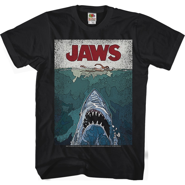 Viivallinen Jaws-posteri T-paita XXL