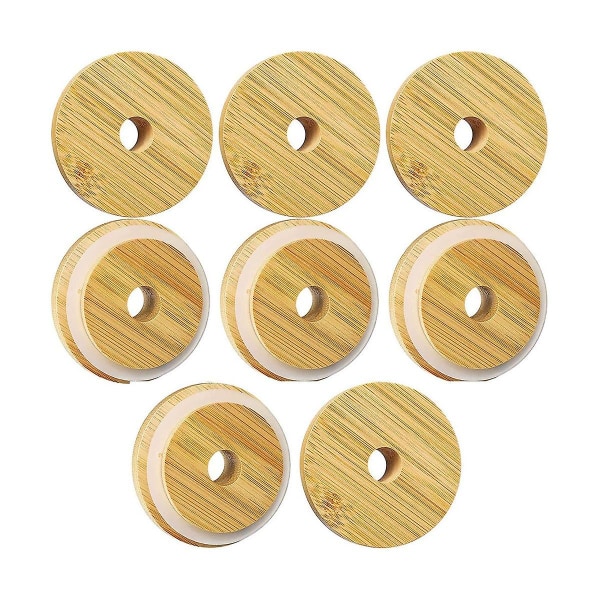 8 Bamboo Beer Bowl Lids, Bamboo Bowl Lid Regular Spout 70mm, Straw Hole, Drink