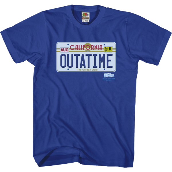 OUTATIME Nummerplade Tilbage Til Fremtiden T-shirt L