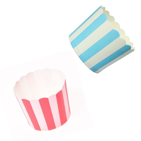 100 stk Cupcake-papirer Papirkakeboks Bakekopper Foret Muffins Kjøkken Baking - 50 stk Rød Stripe