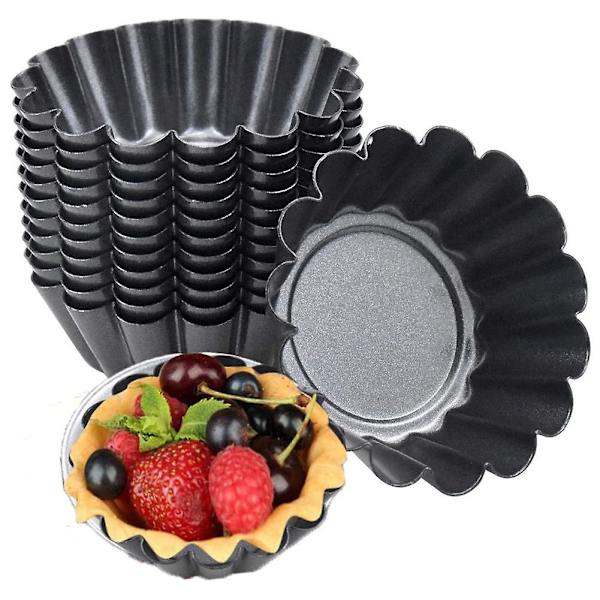 14 Pak Tartforme Bagekopper, Non-Stick Blomster Muffinsform, Genanvendelige Cupcake Pieforme, Kulstof