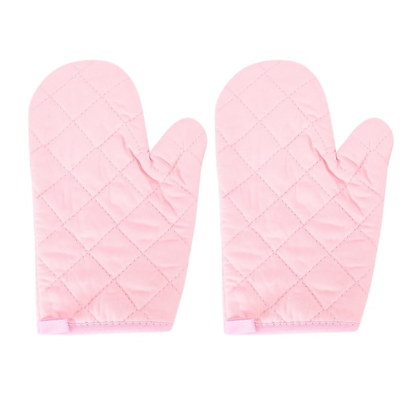 1 Pair Kitchen Craft Heat Resistant Cotton Oven Mitts Pot Holder Baking Cooking Gloves Pink