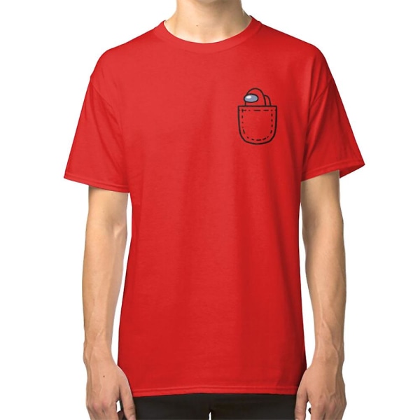 Among Us Imposter Hidden in a Pocket T-shirt red L