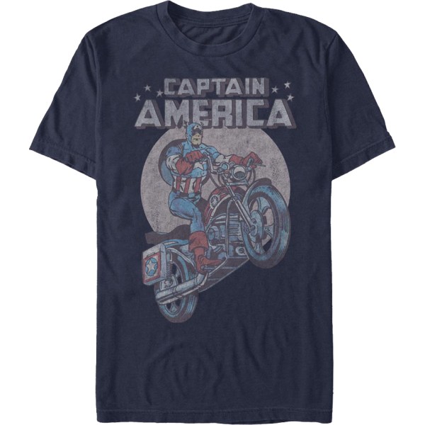 Motorsykkel Captain America Marvel Comics T-skjorte Ny L