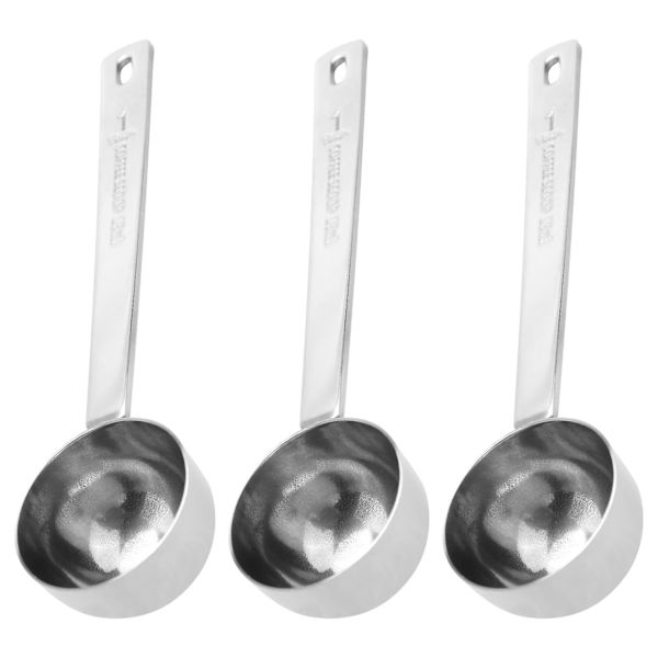 Kaffe-sked i rostfritt stål med långt handtag, mätked i metall, 1 matsked, kaffesked