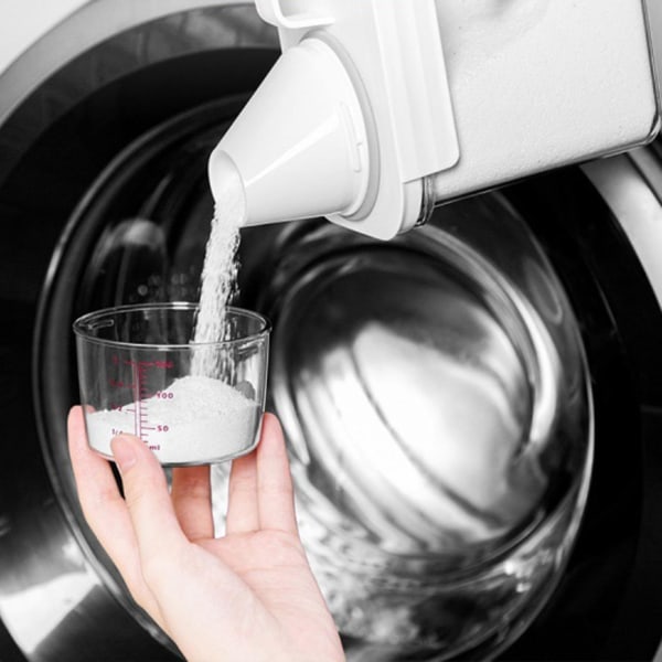 Lufttett vaskemiddelbeholder med lokk og håndtak, multifunksjonell oppbevaringsboks