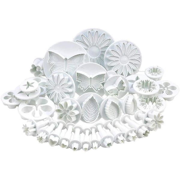 33 stk Fondant Kage Cookie Plunger Cutter Sukkerhåndværk Blomst Blad Butterfly Hjerte Dekoration