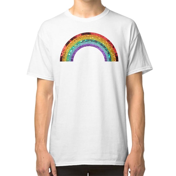 Regnbågs-paljett T-shirt XL