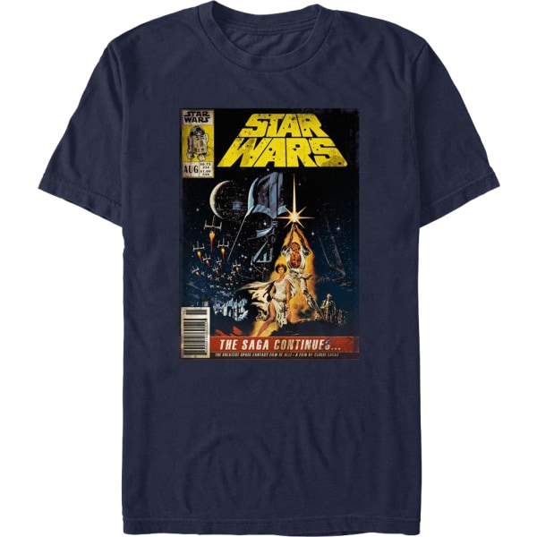 The Saga Continues Comic Book Cover Star Wars T-skjorte M