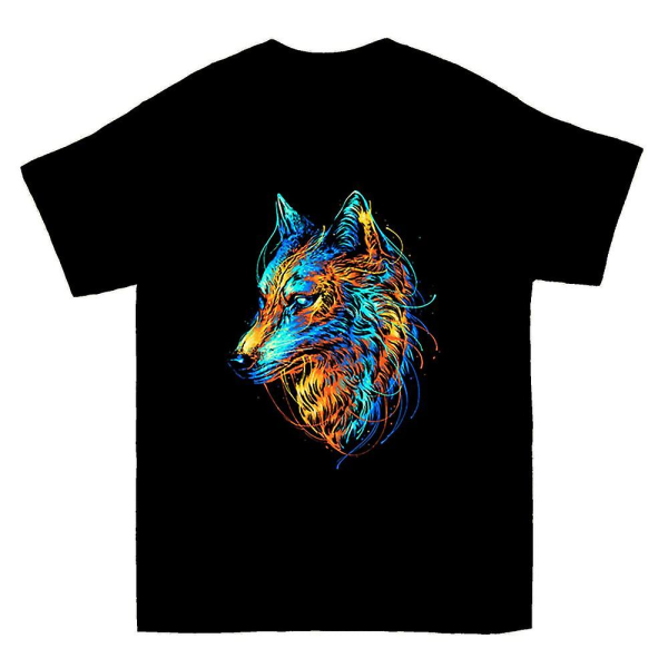 Farverig Ulv T-shirt L