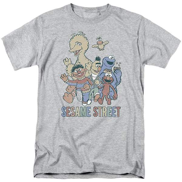 Sesame Street Färgglad Grupp T-shirt för Vuxna M