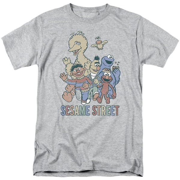 Sesame Street Färgglad Grupp T-shirt för Vuxna XXXL