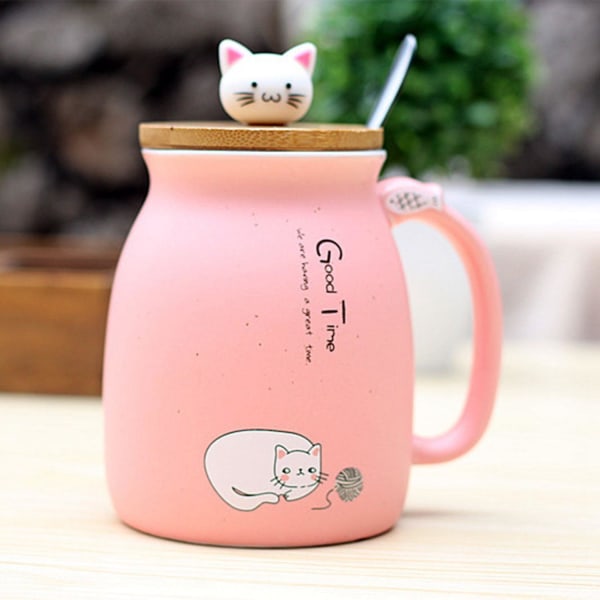 Ny sesamkatt värmebeständig kopp färg tecknad med lock kopp kattunge mjölk kaffe keramikkopp för barn