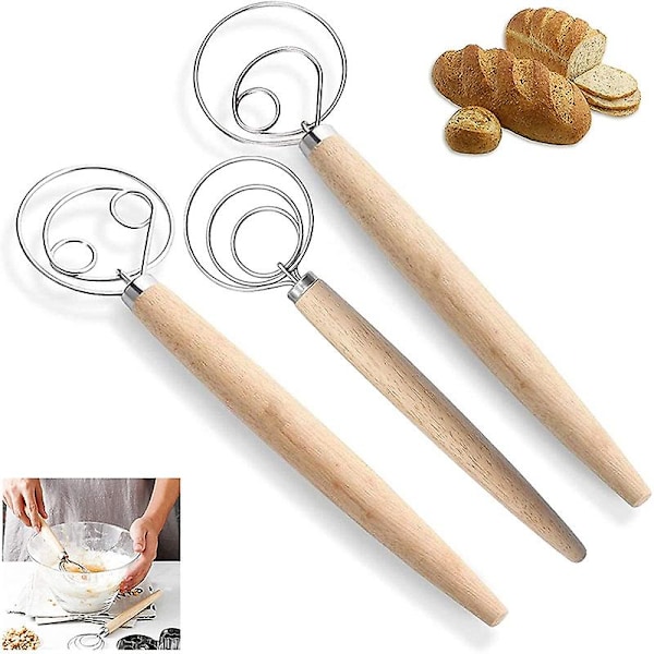 Dansk Dejgmixer Brødmixer, 3 stk. Rustfrit Stål Hollandsk Kage Dessert Brød Pizza