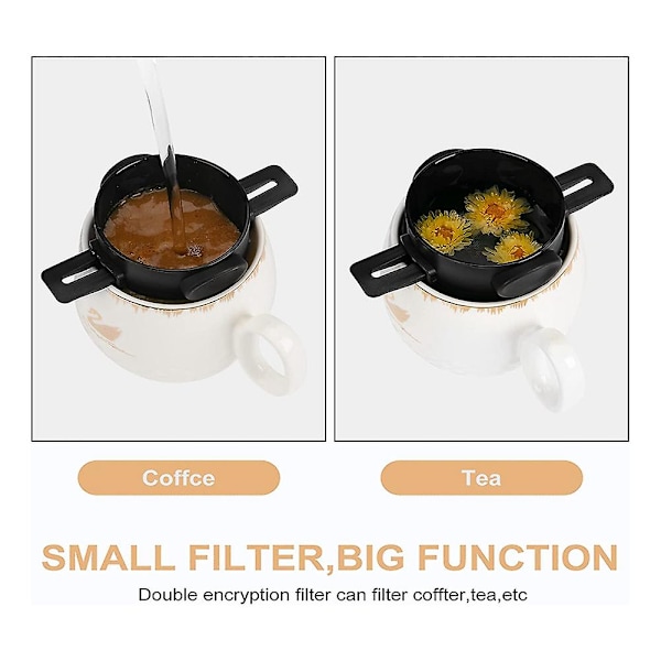 Häll över kaffefilter Bärbar Rostfritt Stål Återanvändbar Kaffebryggare Mini Vikbar Papperslös 1