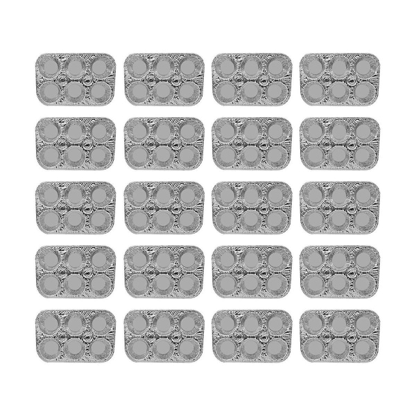 20-pakke 6-kopps aluminiumsmuffinsform - Cupcake aluminiumsform, baking cupcakes i favoritt muffinsstørrelse