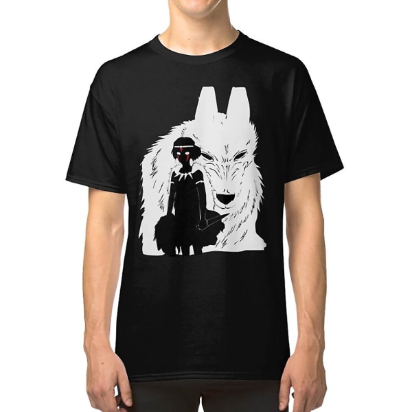 Princess Mononoke And Wolf Illustration - Svartvit T-shirt S