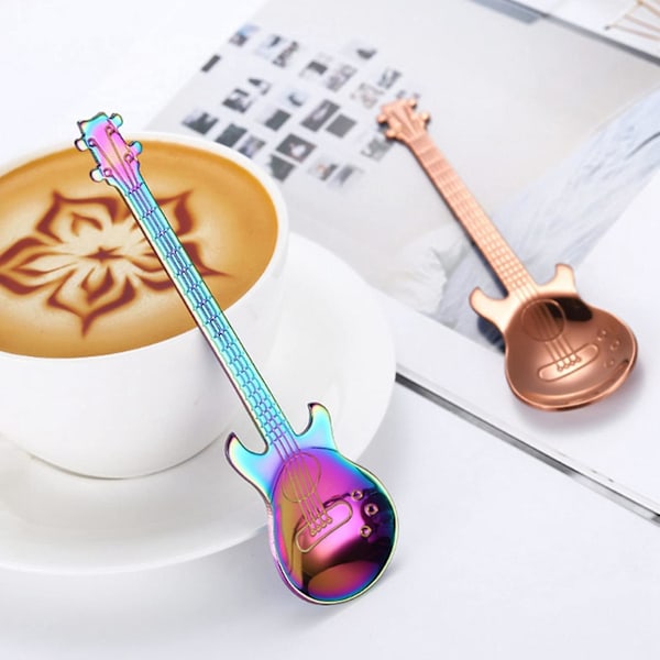 Gitar Kaffe Te Skje, Rustfritt Stål Musikknote Skje Te Skje Kaffe Rør Bland Sukker