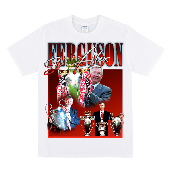 SIR ALEX FERGUSON Hyldest T-shirt Til Fodboldfans White M