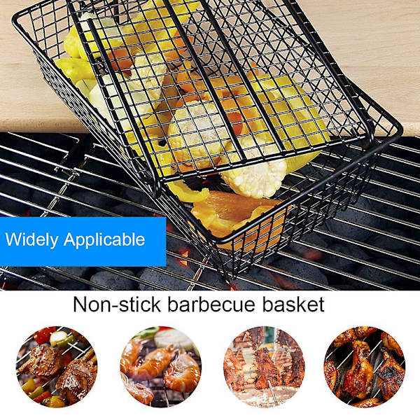 Grillkurv i metall for fiskesteik med lokk, non-stick