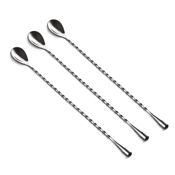 12 Tums Rostfritt Stål Rörsked, Spiralmönster Stick Cocktail Shaker Spoon