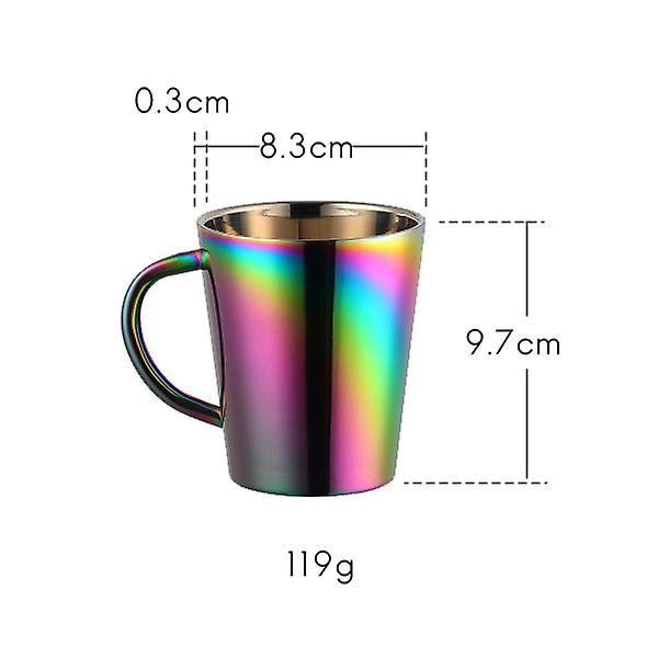 300ml Rustfrit Stål Kaffe Kop med Bærbar Håndtag - Regnbue