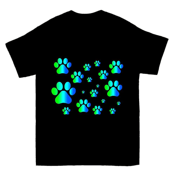 Blågrön Ombre T-shirt med tassavtrycksmönster M