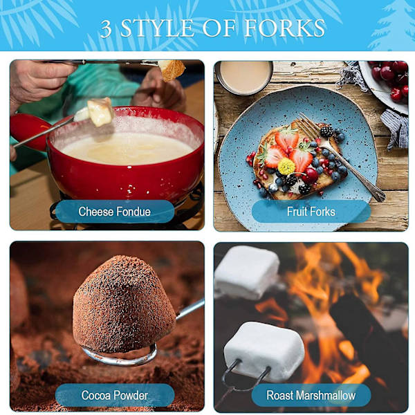 6 stk. Chokolade Dip Gaffel Sæt 8,3 tommer Rustfrit Stål Fondue Gaffel DIY Slik Smelt Bagetilbehør