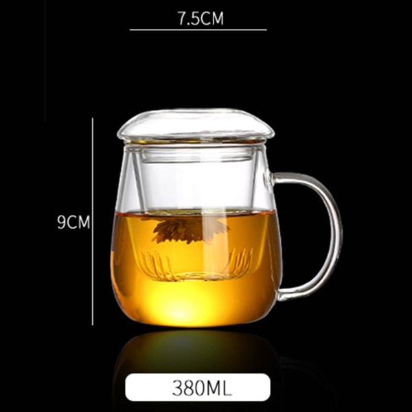 2X 380 ml tekopp med lock Sil, kaffekopp Set kopp Öl Dryck Kontorskopp Vinglas glas