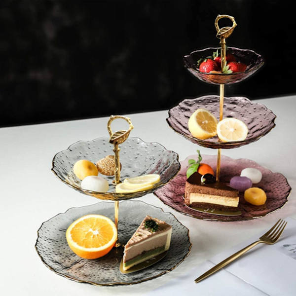 Cupcake Stativhandtag, Tre Våningar Vintage Kakfat Stativ Guld