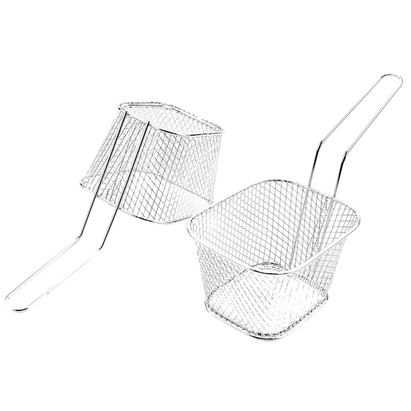 4-pack Mini Fritös Korgar i Rostfritt Stål - Serveringskorgar för Matvisning