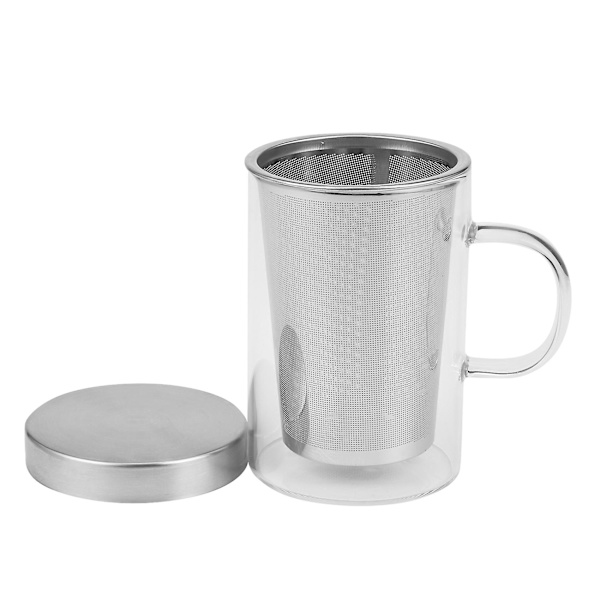 2 st 500 ml Reseförpackning Pyrex Infuser Mugg med Rostfritt Stål Lock Kaffe Mugg Tumbler