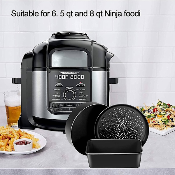 6. Tilbehør til Air Fryer for 5 Qt og 8 Qt Ninja Foods, Air Fryer Baking Kit, Non-Stick Belegg, Servise