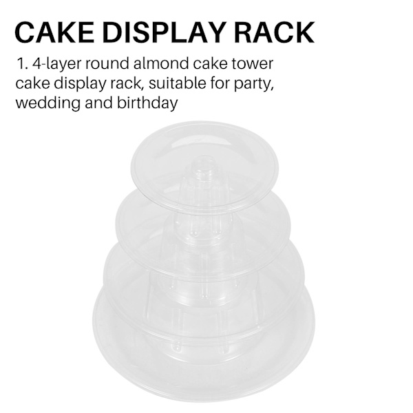4-vånings Rund Macaron-Torn Kakdisplayställ för Bröllop Födelsedag Dekoration