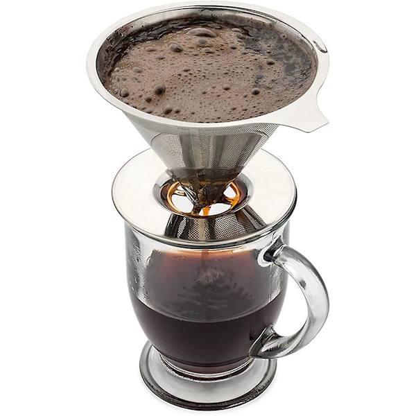 Genanvendelig 304 Rustfrit Stål Kaffe Filterholder Hæld Over Kaffe Drypper Mesh Kaffe Te Filter