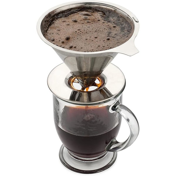 Gjenbrukbar 304 Rustfritt Stål Kaffe Filterholder Hell Over Kaffe Drypper Mesh Kaffe Te Filter