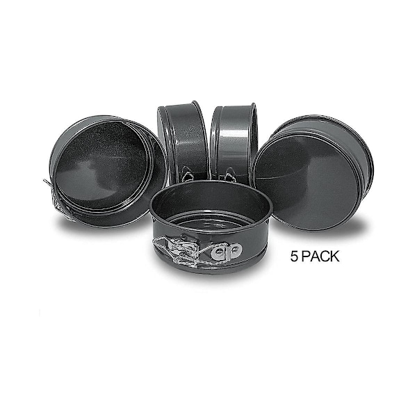 Kakeformsett - 5 Runde Bakeformer med Avtakbar Bunn, Mini Ostekakeformer