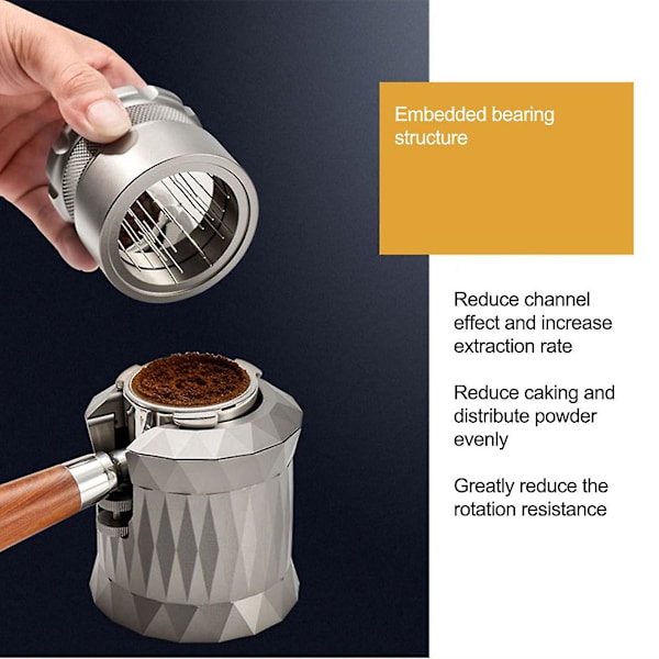 58mm kaffekværn i aluminium med 22 nåle til pulveromrøring, agglomerering og knusning med base c