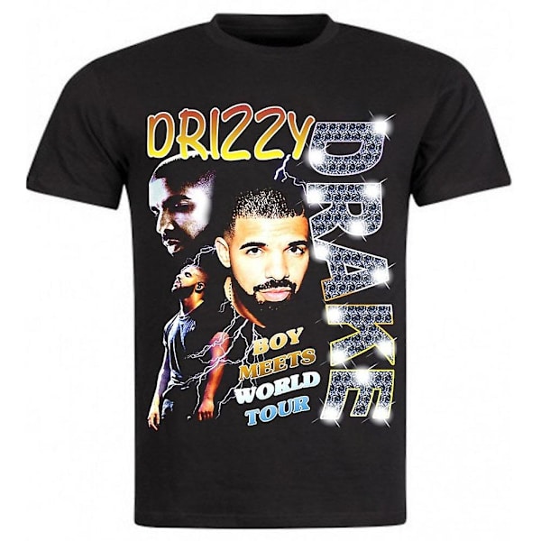 Vintage Tee Musta T-paita Retro 90-luku Drake T-paita XL