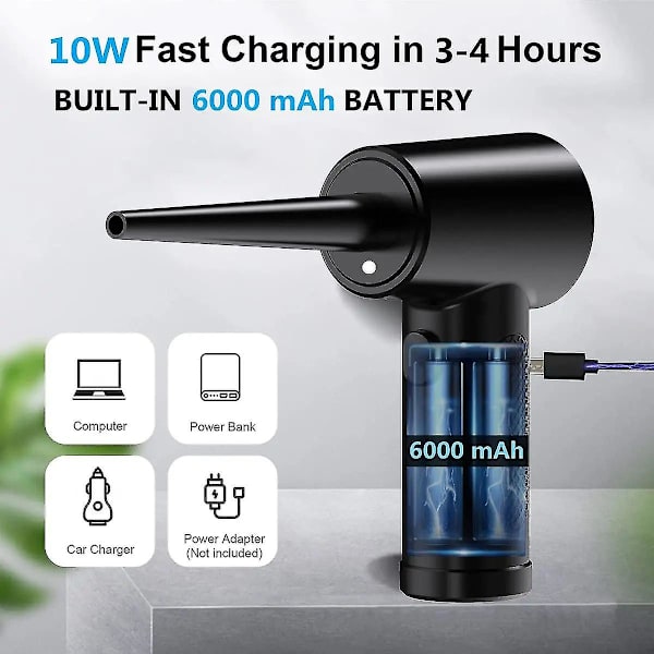 Komprimerad Luft Dammsugare, Uppladdningsbar Sladdlös Blåsmaskin, 6000 Mah Elektrisk Luft Dammsugare Bärbar 3 Sekunder