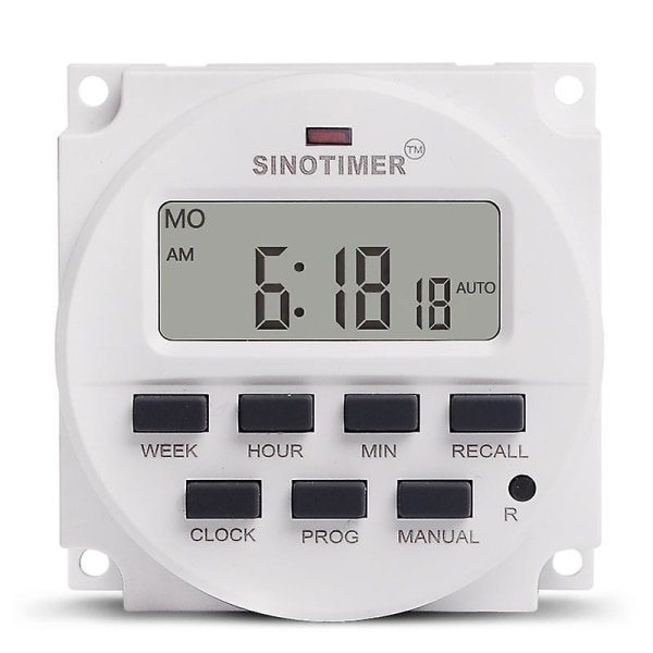 Sinotimer 15.98 tommers LCD digital timer 12v DC 7 dager programmerbar tidbryter tm618n-4